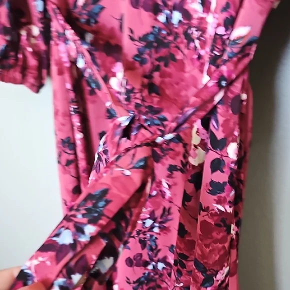 Torrid Romantic Floral Shirtdress Crepe de Chine Pink Floral Dress 0X - Picture 7 of 13